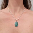 Pendentif ovale argent et pierre Azurite Malachite