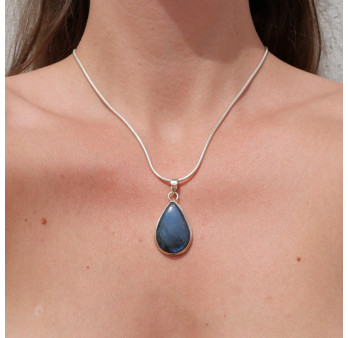 Pendentif goutte en argent et pierre Labradorite
