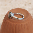 Bague argent pierre ronde facettée en Labradorite T51