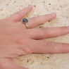 Bague argent pierre ronde facettée en Labradorite T51