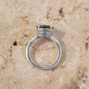 Bague argent pierre ronde facettée en Labradorite T51