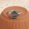 Bague argent pierre ronde facettée en Labradorite T51