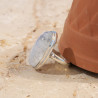 Bague pierre ovale Pierre de lune et argent T58