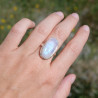 Bague pierre ovale Pierre de lune et argent T58