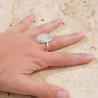 Bague pierre ovale Pierre de lune et argent T58