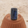 Bague pierre rectangulaire Labradorite et argent T57
