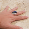 Bague pierre rectangulaire Labradorite et argent T57