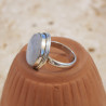 Bague pierre ronde Pierre de lune et argent double T57