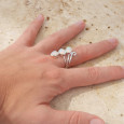 Bague argent et 3 pierres naturelles en Opale d'Ethiopie T57