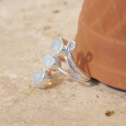 Bague argent et 3 pierres naturelles en Opale d'Ethiopie T57
