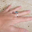 Bague carrée pierre Topaze bleue et argent T56