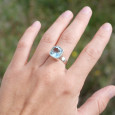 Bague carrée pierre Topaze bleue et argent T56