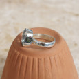Bague carrée pierre Topaze bleue et argent T56