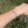 Bracelet fin argent et 10 petites pierres rondes en Lapis lazuli