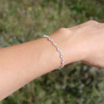 Bracelet fin argent et 14 petites pierres rondes Pierre de lune facettées