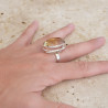Grosse bague haute en argent et grosse pierre Citrine T56