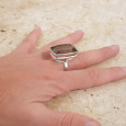 Grosse bague haute en argent et grosse pierre Quartz fumé T56 Grosse bague haute en argent et grosse pierre Quartz fumé T56