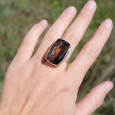 Grosse bague haute en argent et grosse pierre Quartz fumé T56 Grosse bague haute en argent et grosse pierre Quartz fumé T56