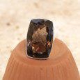 Grosse bague haute en argent et grosse pierre Quartz fumé T56 Grosse bague haute en argent et grosse pierre Quartz fumé T56