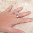 Bague haute ovale en Cristal de roche facettée et argent lisse T58