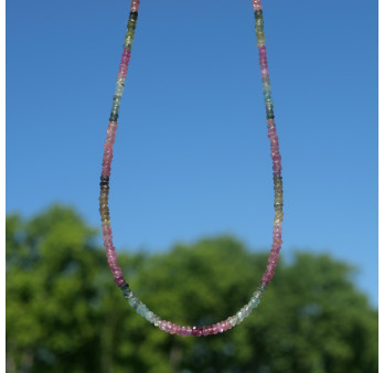 Collier pierres facettées en Tourmaline multicolore