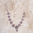 Collier fleurs en argent et pierres facettées en Grenat