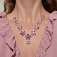 Collier fleurs en argent et pierres facettées en Améthyste