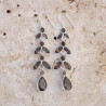 Longues boucles d'oreilles pendantes 11 pierres Quartz fumé