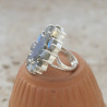 Bague argent 10 pierres griffées en Labradorite T55 réglable