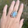 Bague argent 10 pierres griffées en Labradorite T55 réglable