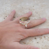 Grosse bague haute en argent et grosse pierre Citrine T55