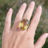 Grosse bague haute en argent et grosse pierre Citrine T55