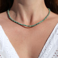 Collier fin pierres naturelles facettées en Turquoise