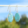 Boucles d'oreilles ovales pierre Turquoise et argent