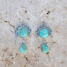 Boucles d'oreilles pendantes argent ajouré et Turquoise