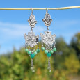 Grandes boucles d'oreilles argent ciselé et Aventurine