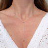 Collier cravate argent et 2 petites pierres en Tourmaline