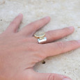 Bague large en pierre Quartz rutile sur monture dorée en argent T62