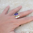 Bague large en pierre Améthyste sur monture dorée en argent T58