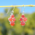 Petites boucles 4 pierres en Cornaline griffées et argent (orange)