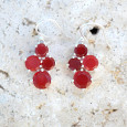 Petites boucles 4 pierres en Cornaline griffées et argent (orange)