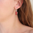 Petites boucles 4 pierres en Cornaline griffées et argent (orange)