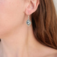 Boucles d'oreilles gouttes argent ciselé et Topaze bleue