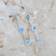 Longues boucles argent et 3 pierres Topaze bleue