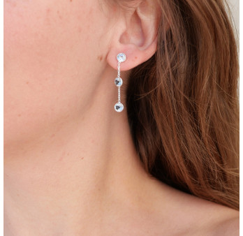 Longues boucles argent et 3 pierres Topaze bleue