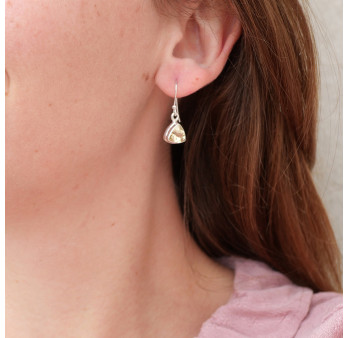 Petites boucles d'oreilles triangulaire pierre Citrine et argent