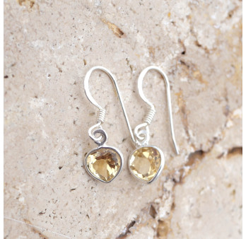 Petites boucles d'oreilles argent et pierre Citrine