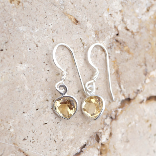 Petites boucles d'oreilles argent et pierre Citrine