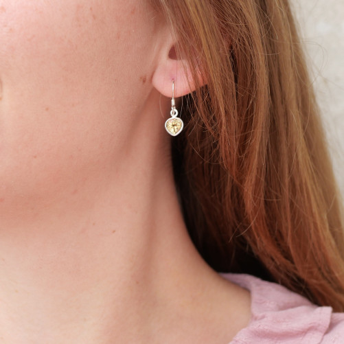 Petites boucles d'oreilles argent et pierre Citrine