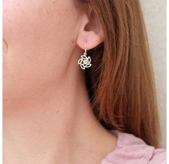 Petites boucles d'oreilles fleur argent et pierre Citrine